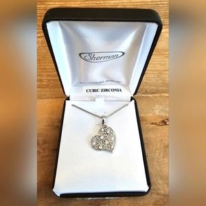 HJ Sherman Jewelers Cubic Zirconia Heart Pendant and 18" chain nwt